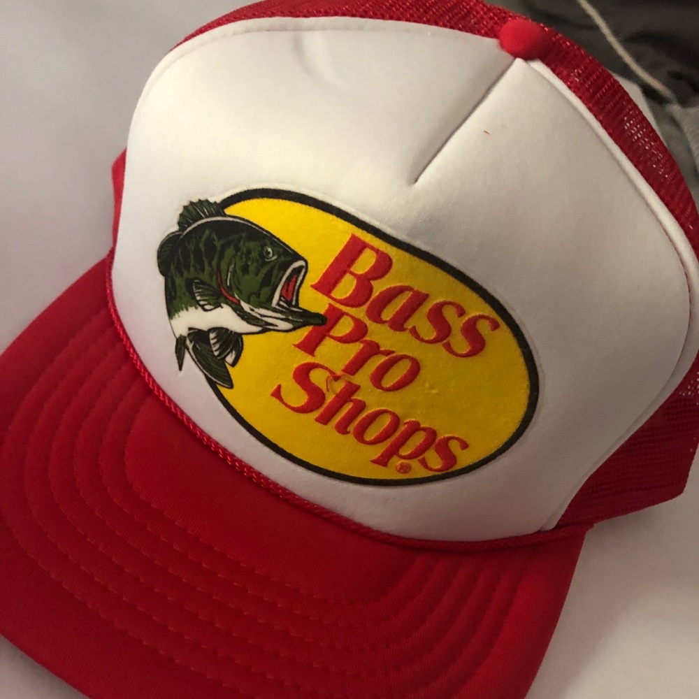 White & Red Bass Pro Shops SnapBack Hat